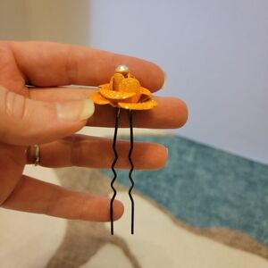 Orange Glitter Hair Pin